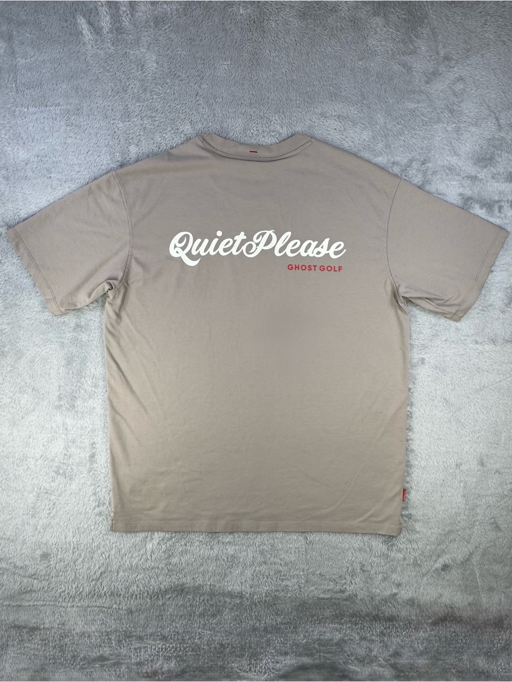 Ghost Golf Men’s Large Quiet Please Beige Graphic Golf T Shirt Tee